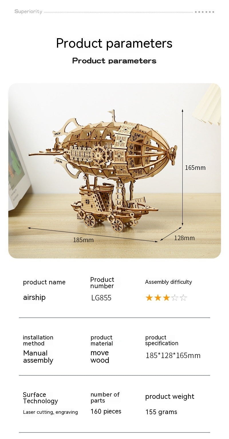 3D DIY Wooden Airship Puzzle