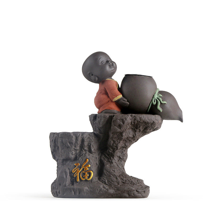 Purple Clay Little Monk Black Sandalwood Six Gentleman Tea Ceremony Accessories