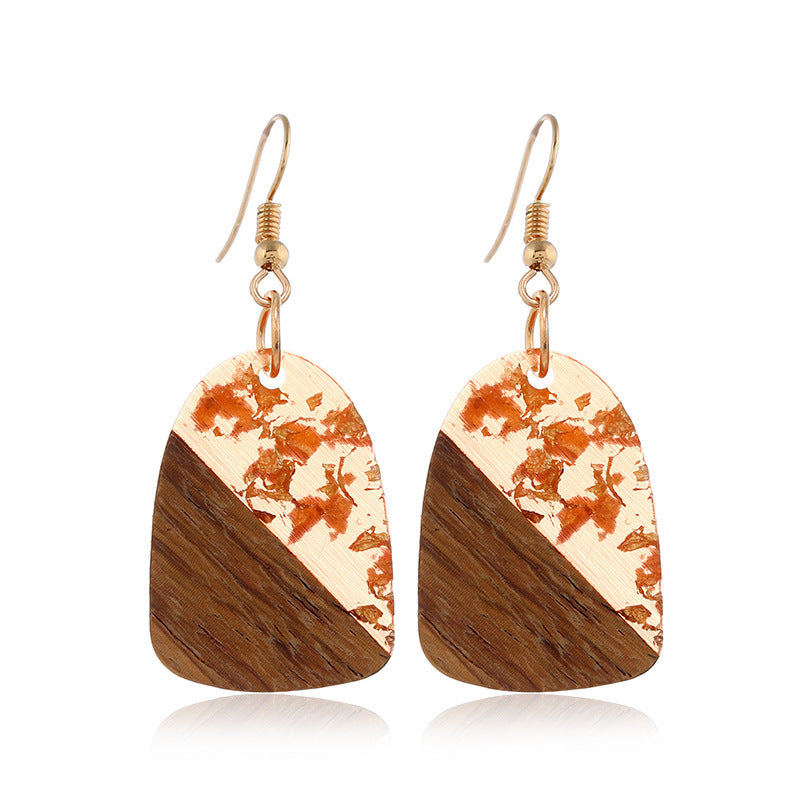 Vintage resin wood earrings orange spark