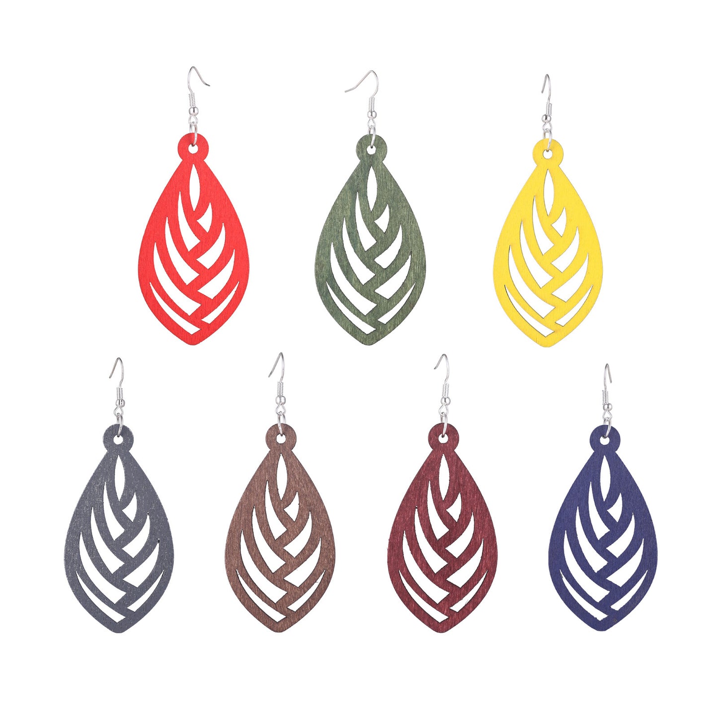 Stylish Hollow Wood Earrings Silver-Plated Ear Studs