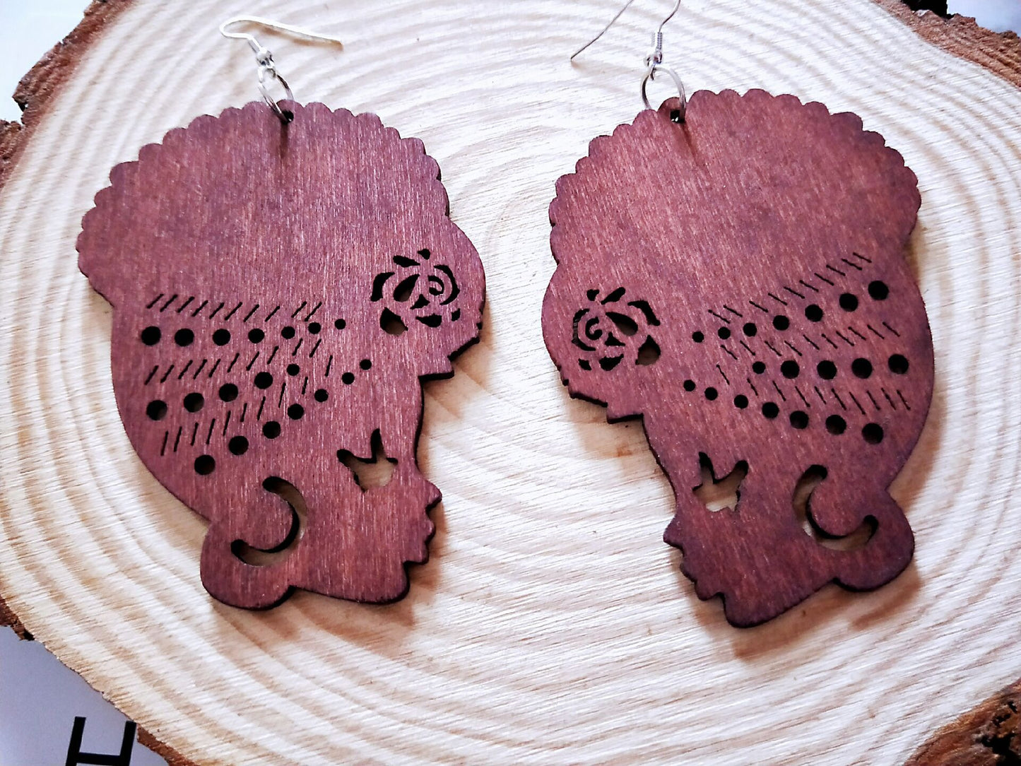 woman icon wood earrings