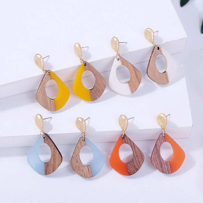 Acrylic earrings wood resin geometric earrings