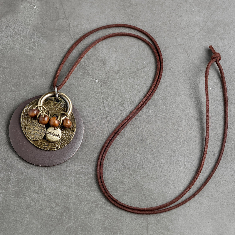 Wooden Retro Ethnic Style Long Sweater Chain Jewelry