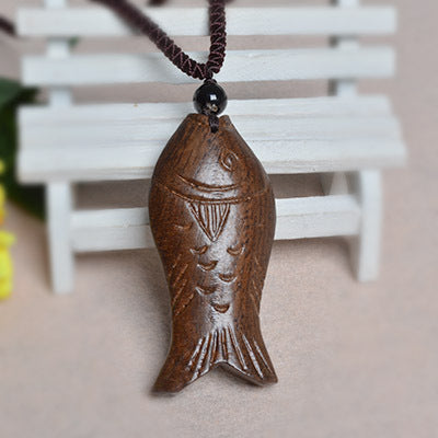fish wood necklace