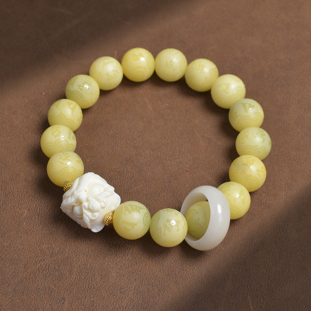 Hainan White Jade Handheld Chain Buddha