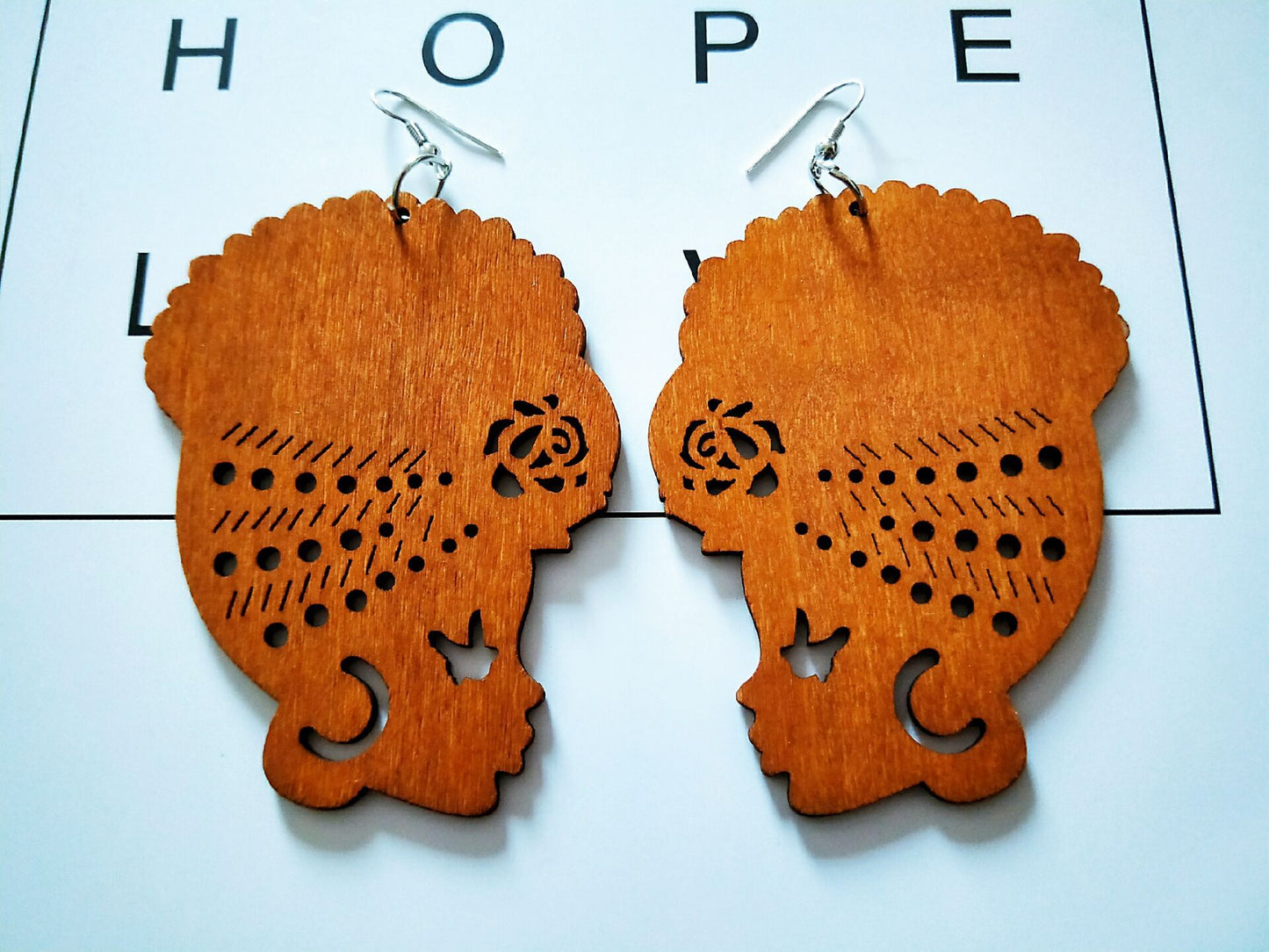 woman icon wood earrings