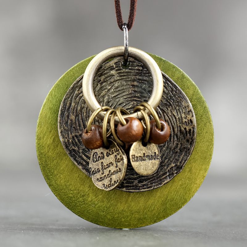 Wooden Retro Ethnic Style Long Sweater Chain Jewelry