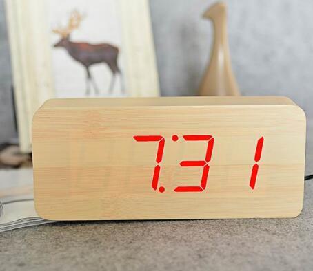 Wooden digital alarm clock