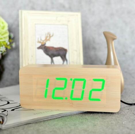 Wooden digital alarm clock
