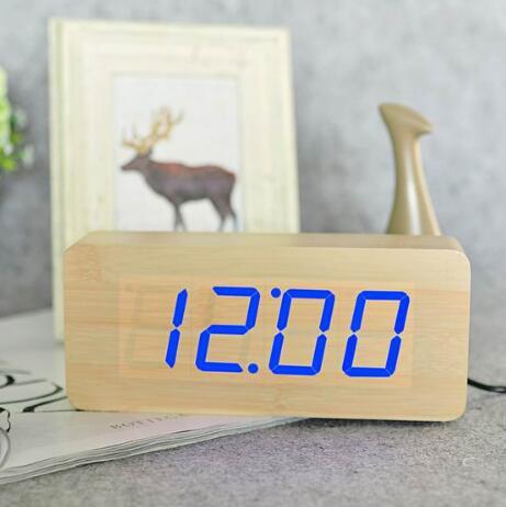 Wooden digital alarm clock