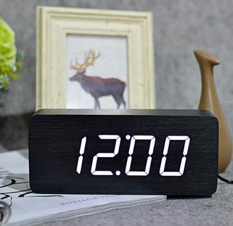 Wooden digital alarm clock