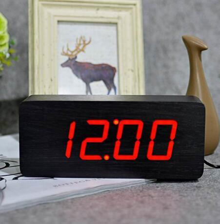 Wooden digital alarm clock