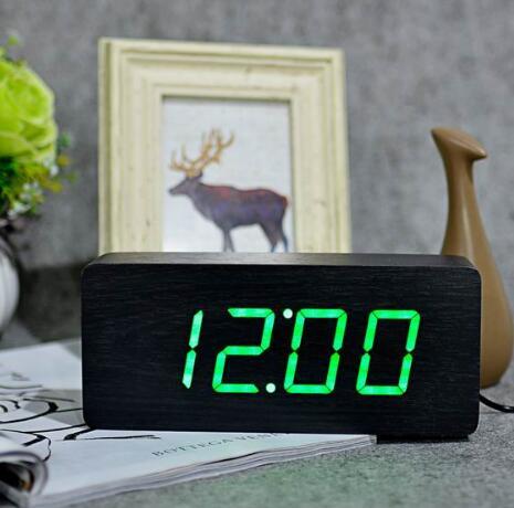 Wooden digital alarm clock