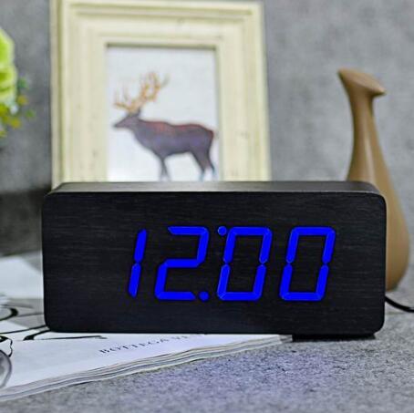 Wooden digital alarm clock