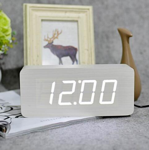 Wooden digital alarm clock