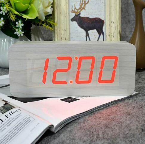 Wooden digital alarm clock