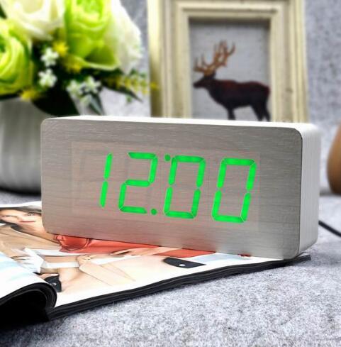 Wooden digital alarm clock