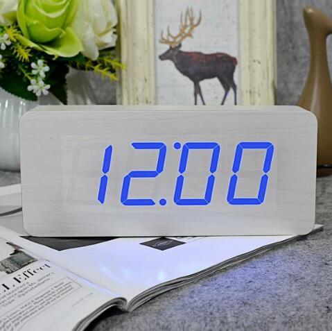 Wooden digital alarm clock