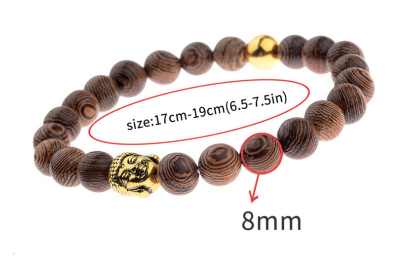 Wood grain bead bracelet