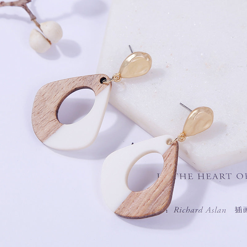 White Acrylic earrings wood resin geometric earrings