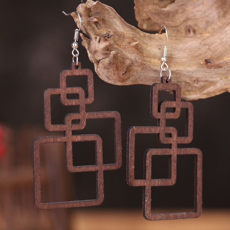 Square wood earrings