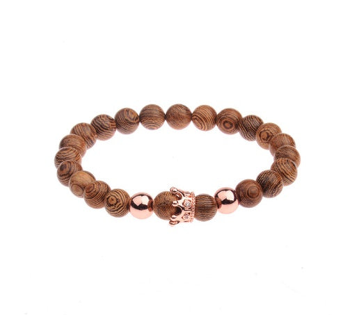 Wood grain bead bracelet