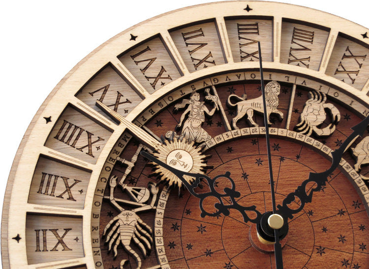 3D Venetian astronomical wooden clock