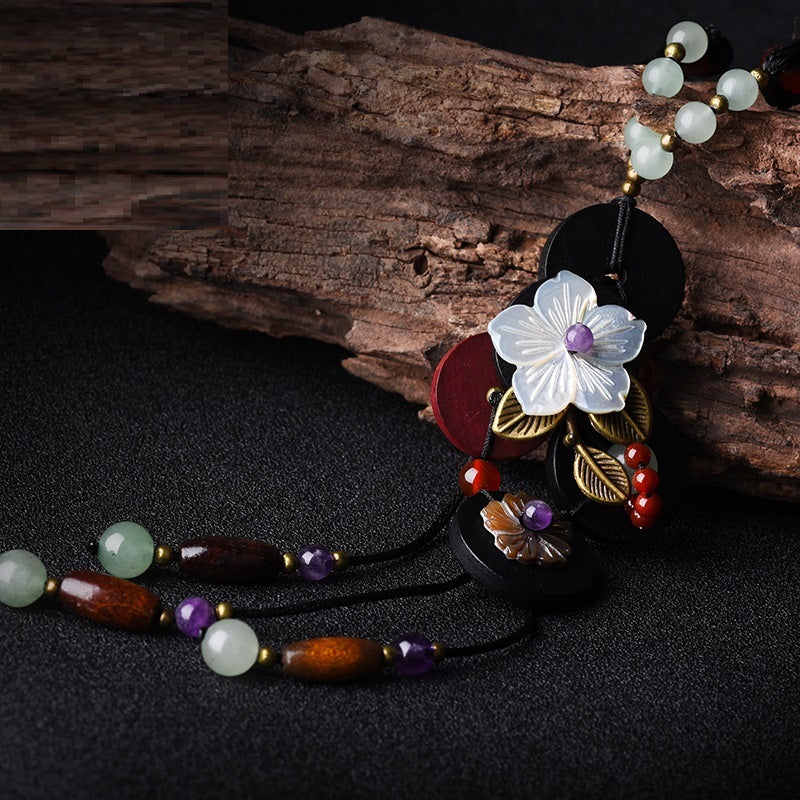 wood flower necklace
