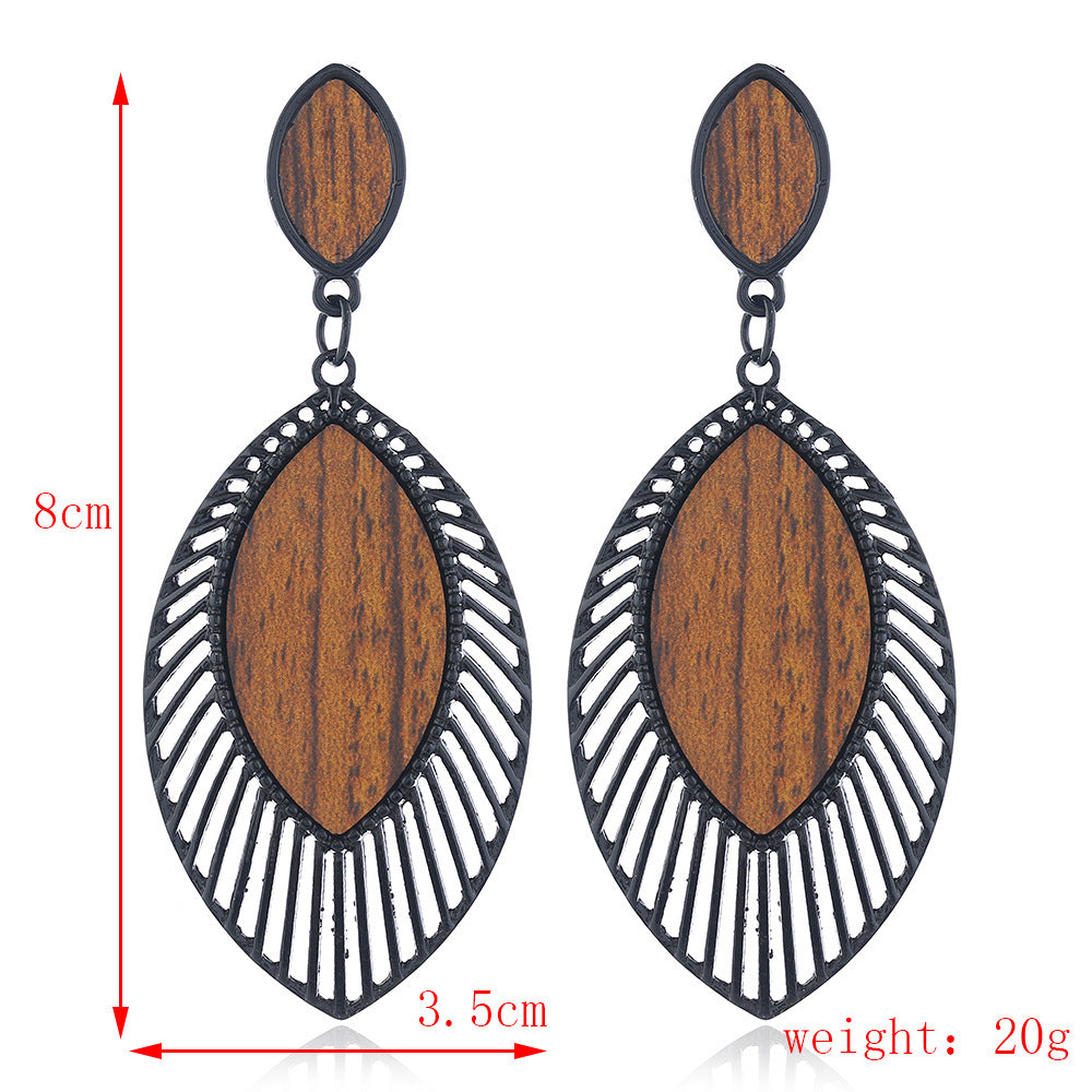 Drop style Vintage Alloy Wooden Earrings