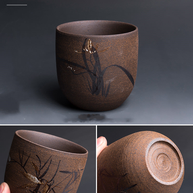 Coarse pottery large tea cup