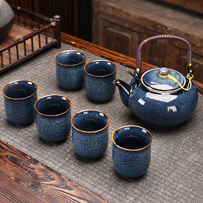 Blue Colour Texture Kung Fu Tea Set