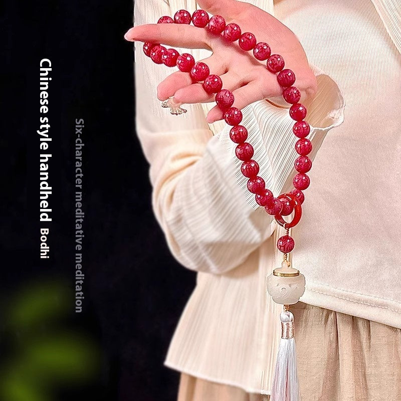 Hainan White Jade Handheld Chain Buddha