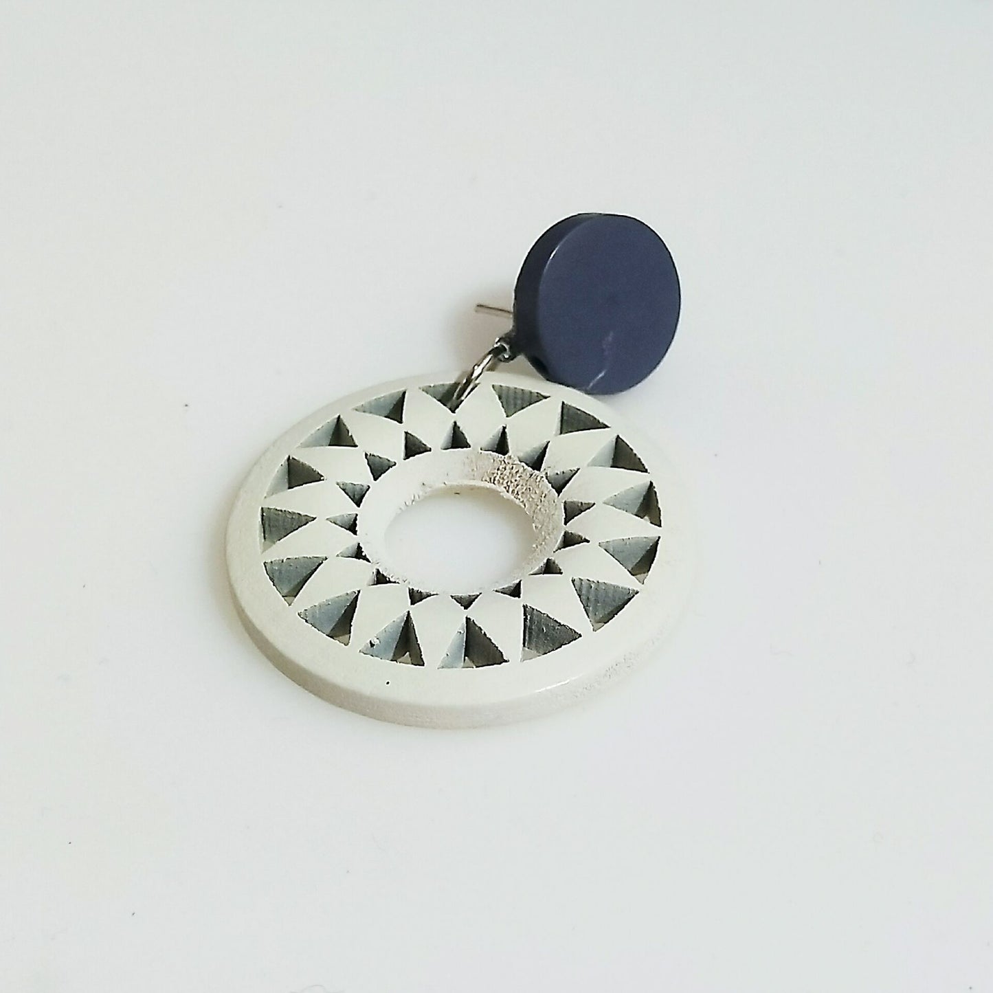 White Retro Wood Earrings