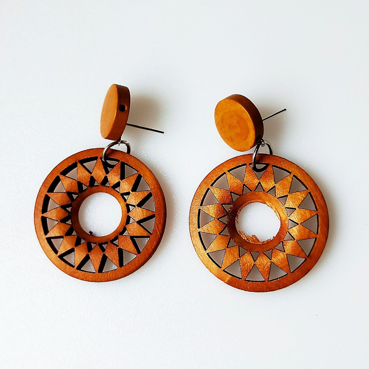 Coffee Colour Retro Wood Earrings