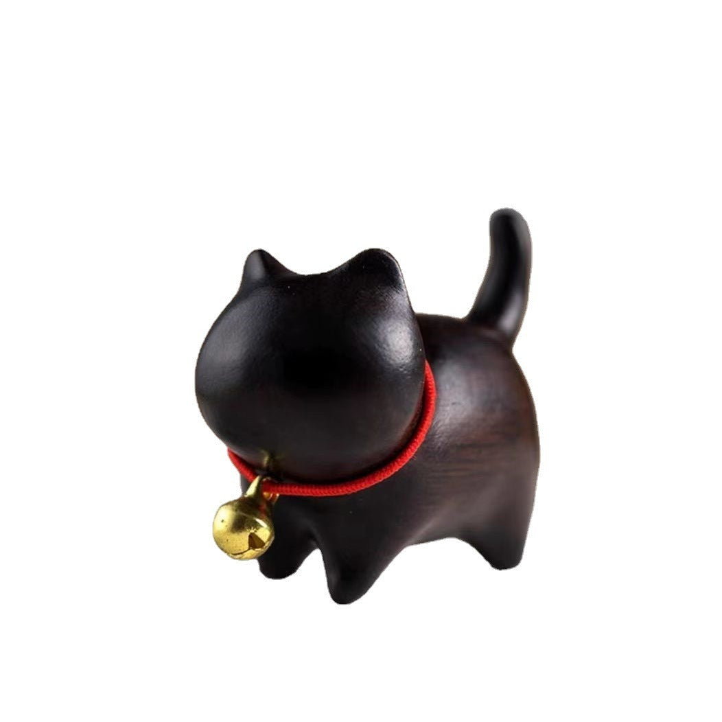 Guajac wood Head Tilt Cute Fortune Cat Decoration