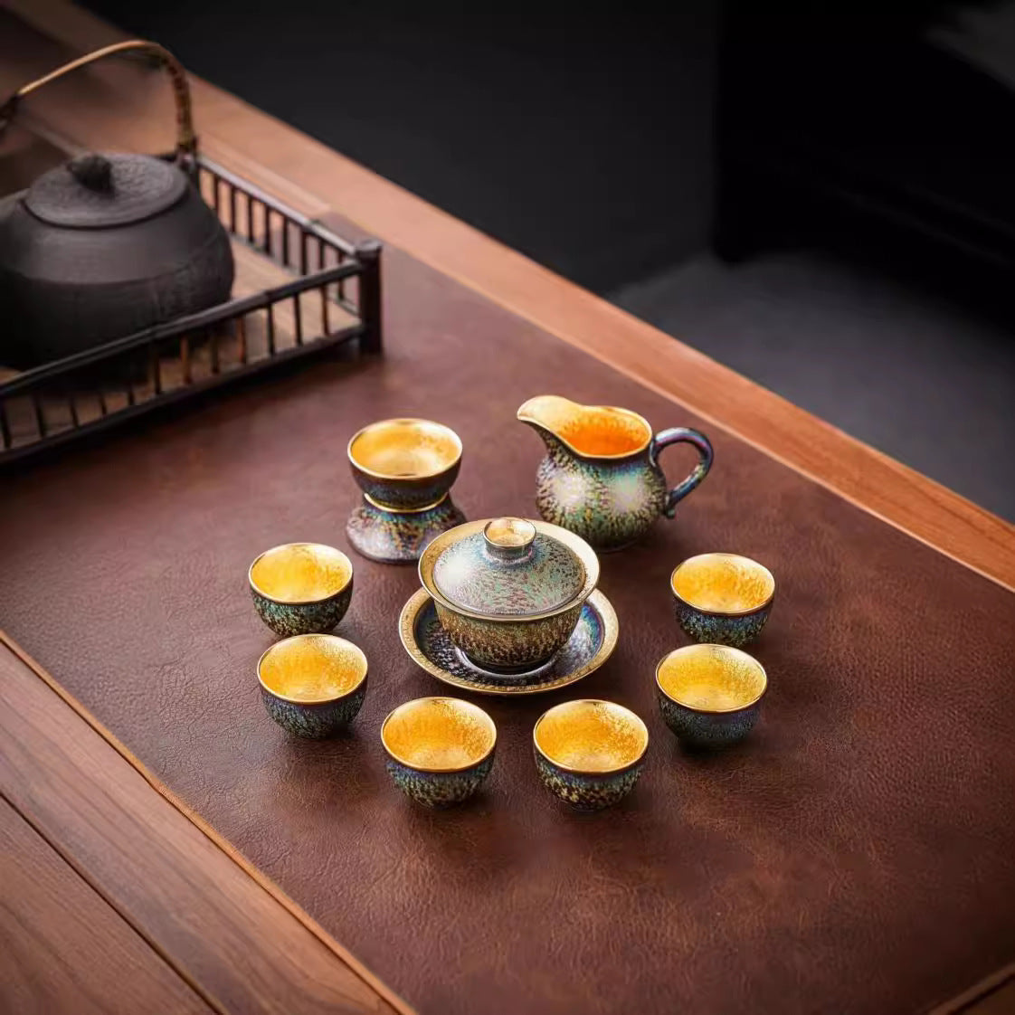 JianZhan Colorful Gilding Tea Set Suit