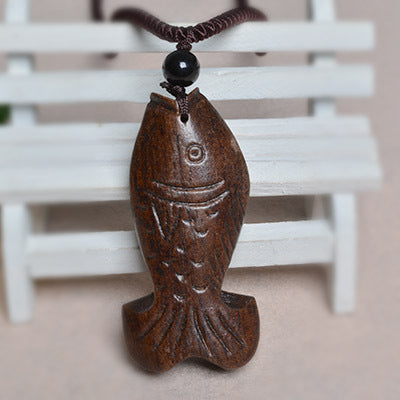 fish wood necklace