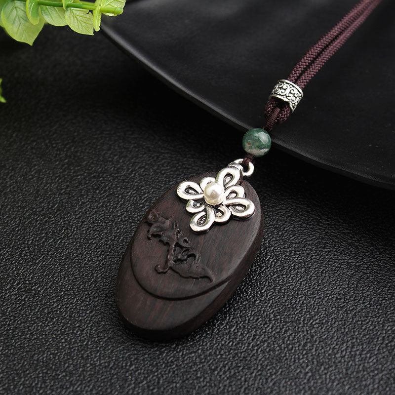 Wooden Retro Ethnic style necklace