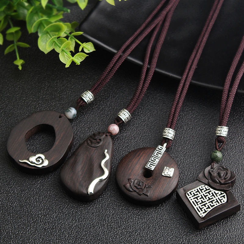 Wooden Retro Ethnic style necklace