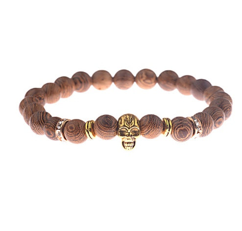 Wood grain bead bracelet