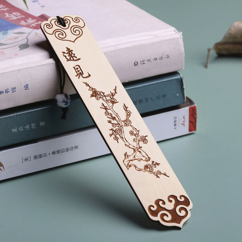 Chinese Style Solid Wood Bookmark