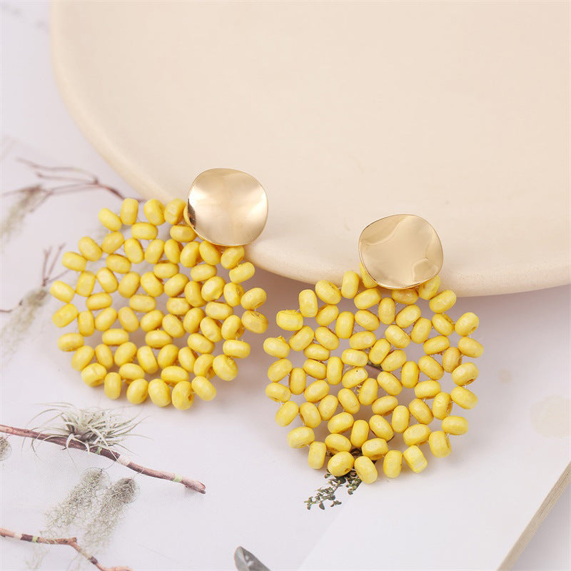 Acetate Board Wood Combination Earrings