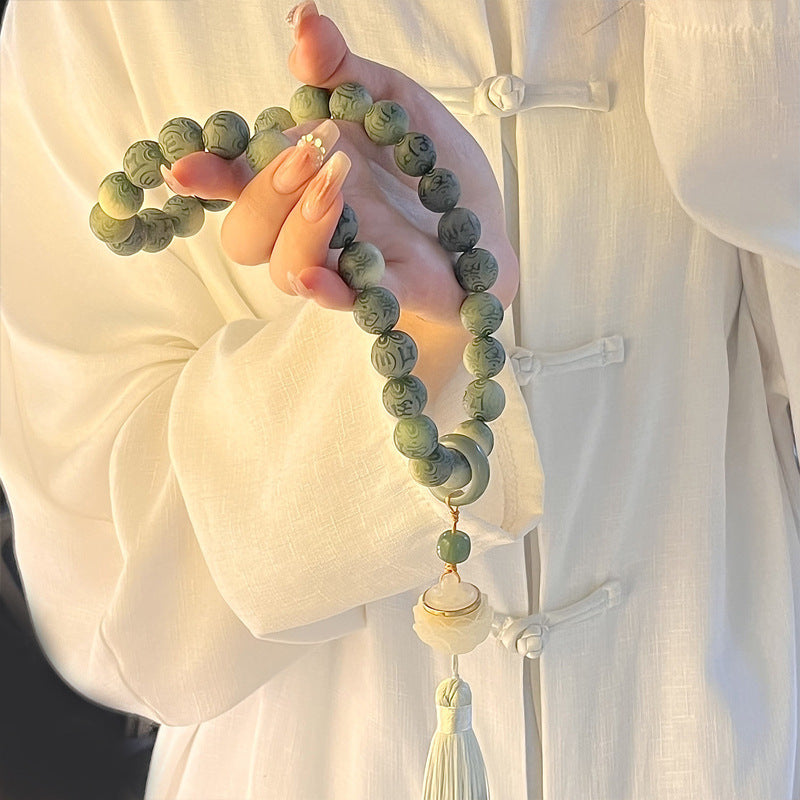 Hainan White Jade Handheld Chain Buddha