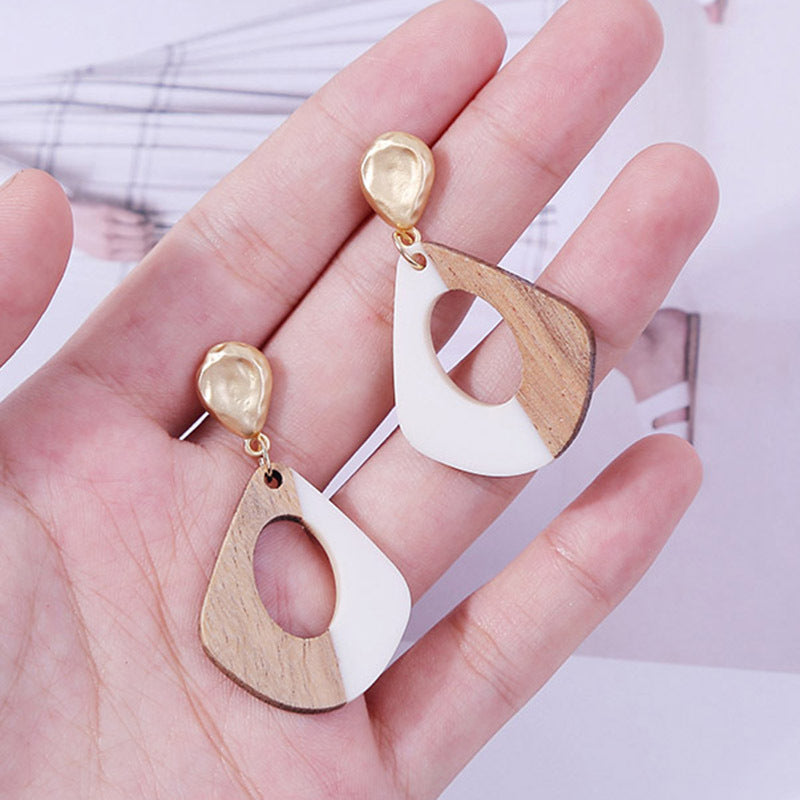 White Acrylic earrings wood resin geometric earrings