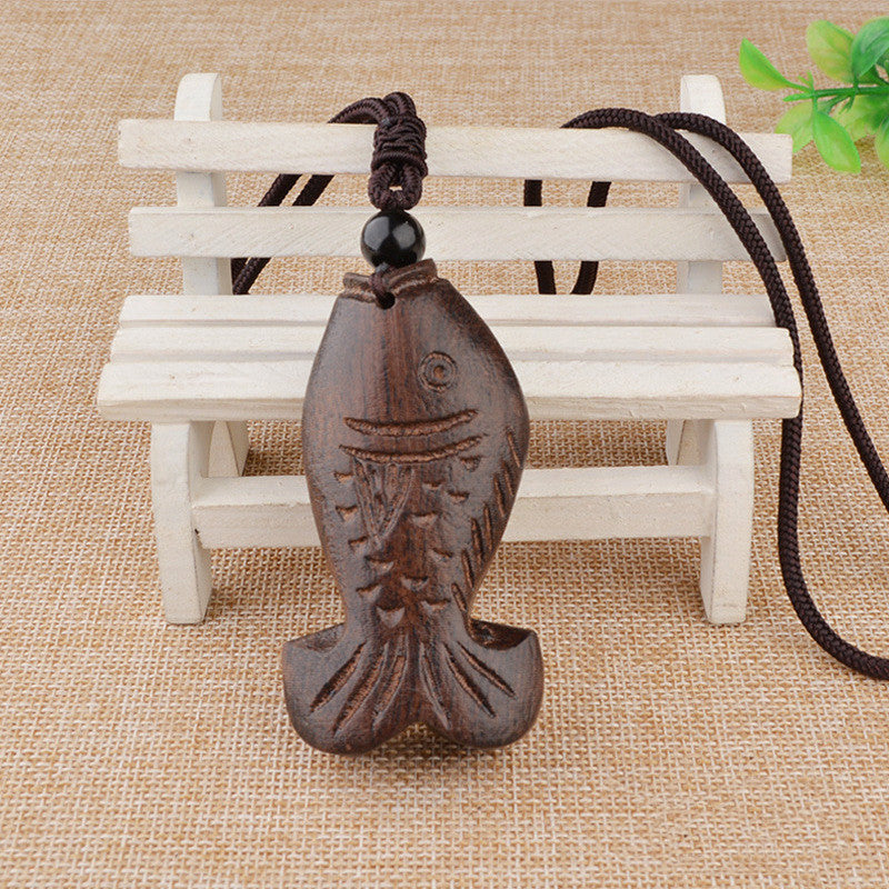 fish wood necklace