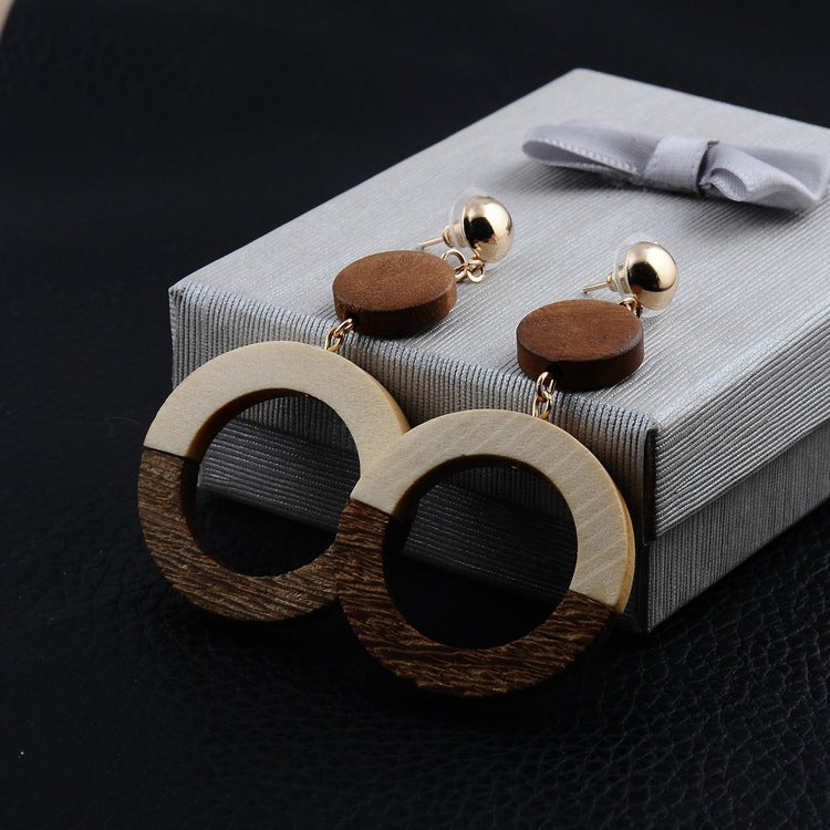 Hollow Circle Geometric wooden earrings