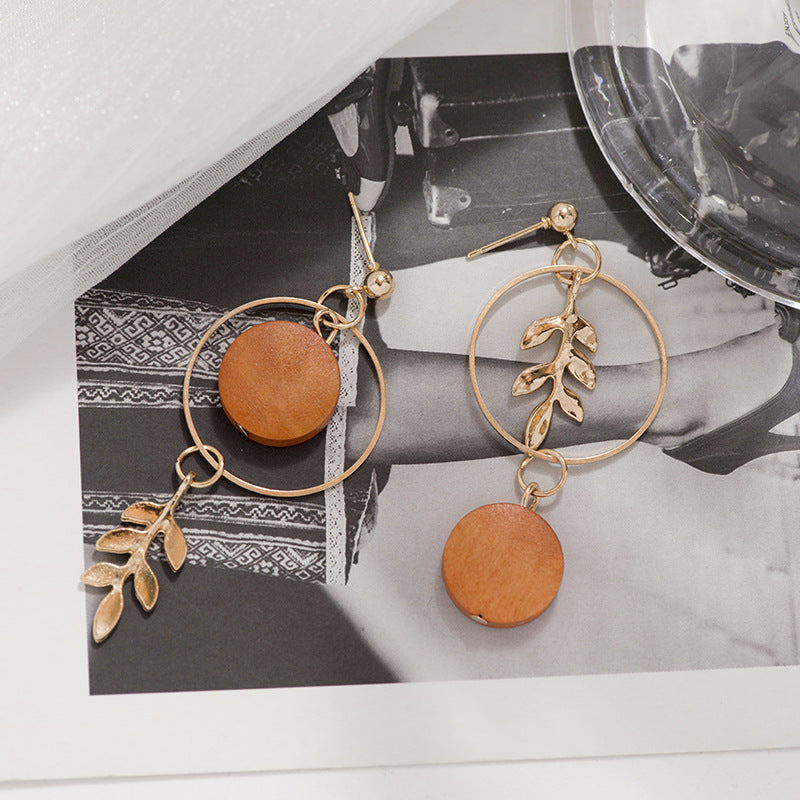 Golden Leaf Wood Earrings