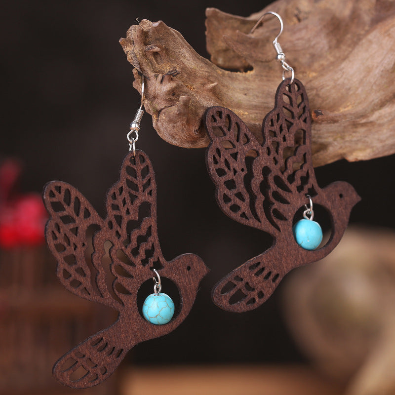 Birds Wood Earrings