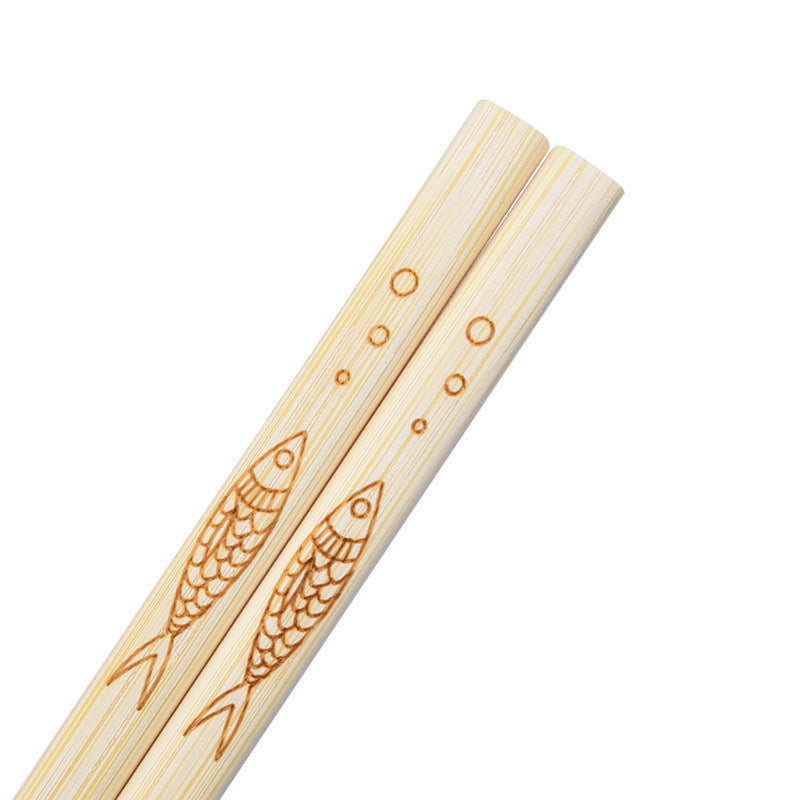 Bamboo Carving Carbonized Chopsticks Suit