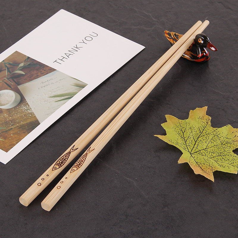 Bamboo Carving Carbonized Chopsticks Suit